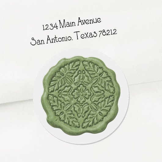Faux Wax Seal, Soft Green ラウンドシール