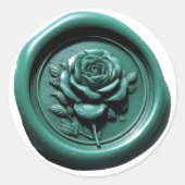 Faux Wax Seal Teal Rose Deep Impression ラウンドシール (正面)