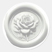 Faux Wax Seal White Rose Deep Impression ラウンドシール (正面)