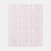 Faux White Lace Fabric Background フリースブランケット (正面)