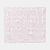 Faux White Lace Fabric Background フリースブランケット (正面(横))