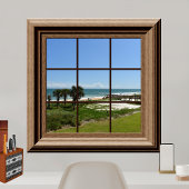 Faux Window Ocean View Palm Trees  Beach Tropics ポスター