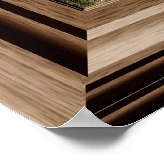 Faux Window Ocean View Palm Trees  Beach Tropics ポスター (角)