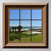 Faux Window Ocean View Palm Trees  Beach Tropics ポスター (正面)