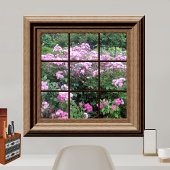 Faux Window Poster Peaceful Rose Garden Relaxing ポスター