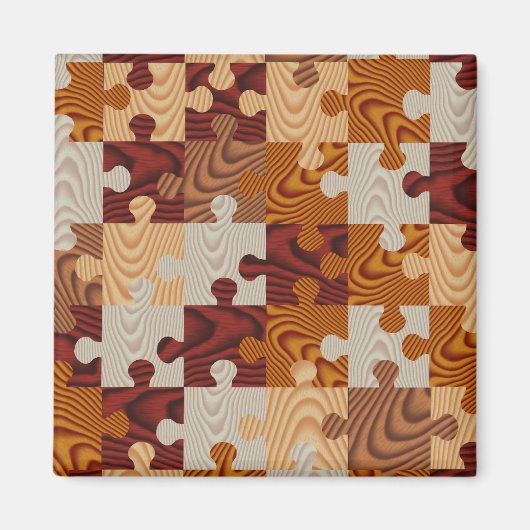 Faux wood jigsaw puzzle マグネット (正面)