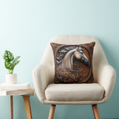 Faux Wooden Carved Horse Throw Pillow クッション (椅子)