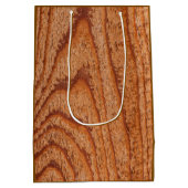 Faux Wooden Custom Initials ミディアムペーパーバッグ (裏面)