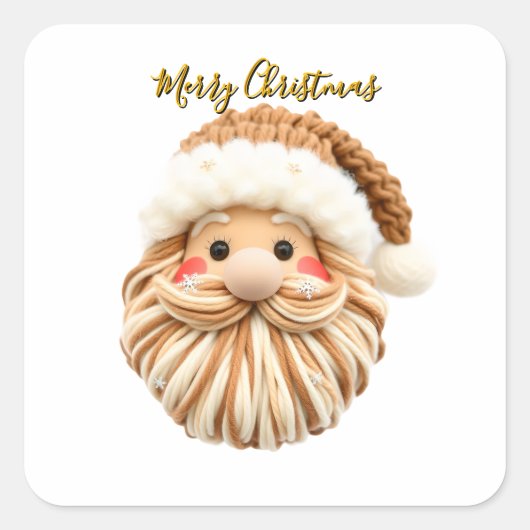 Faux Yarn Christmas Santa スクエアシール (正面)