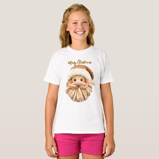 Faux Yarn Christmas Santa Tシャツ (正面フル)