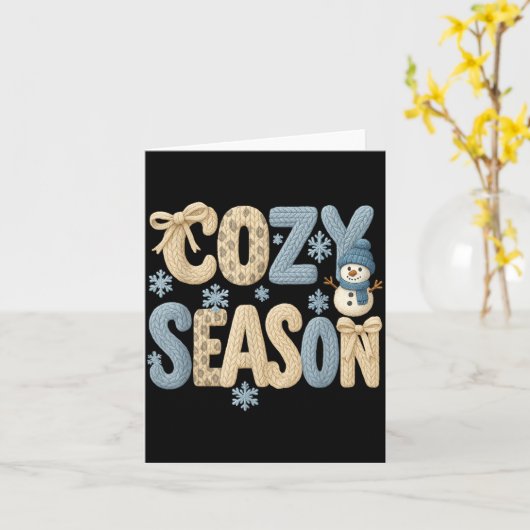 Faux Yarn Cozy Season Winter, Merry Bright Christm カード (黄色い花)