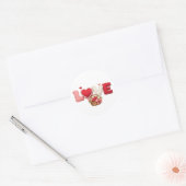 Faux Yarn Crochet Love Sticker – Fuzzy Cherry Vale ラウンドシール (封筒)