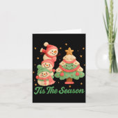 Faux Yarn Crochet Snowman And Christmas Tree カード (正面)