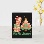 Faux Yarn Crochet Snowman And Christmas Tree  カード (黄色い花)