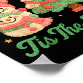 Faux Yarn Crochet Snowman And Christmas Tree  ポスター (角)