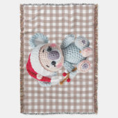 Faux Yarn Notch-Hook Koala Christmas Design スローブランケット (正面縦)