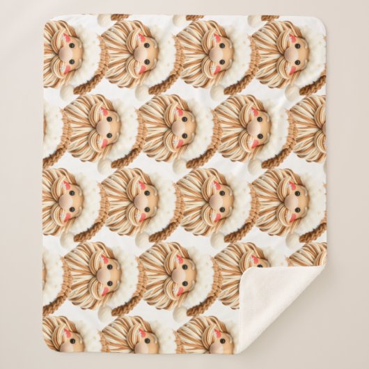 Faux yarn notch-hook Santa face Christmas シェルパブランケット (正面)