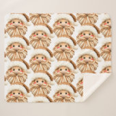 Faux yarn notch-hook Santa face Christmas シェルパブランケット (正面(横))