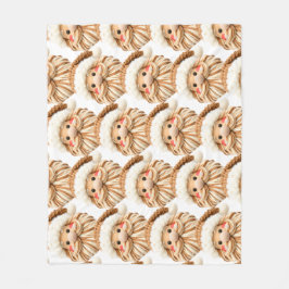 Faux yarn notch-hook Santa face Christmas フリースブランケット