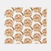 Faux yarn notch-hook Santa face Christmas フリースブランケット (正面(横))