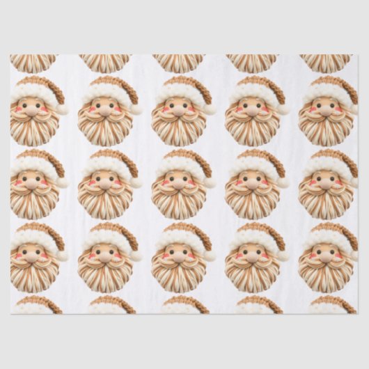 Faux Yarn Notch-Hook Santa Face Christmas Wrapping 薄葉紙 (正面)