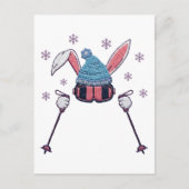 Faux yarn skiing rabbit winter humor ポストカード (正面)