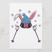 Faux yarn skiing rabbit winter humor 招待状 (正面)