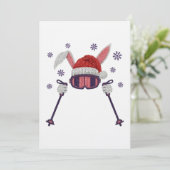 Faux yarn skiing rabbit with Santa hat winter humo 招待状 (スタンド正面)