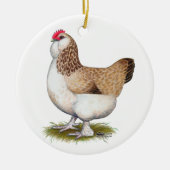 Faverolleのサーモンピンクの雌鶏 セラミックオーナメント (正面)