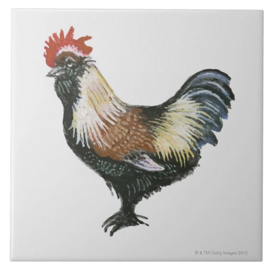 Faverollesのサーモンピンクの鶏 タイル (正面)