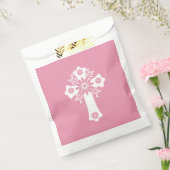Favor Bags Floral Cross Christening Rose Pink フェイバーバッグ (封をした状態)