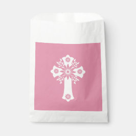 Favor Bags Floral Cross Christening Rose Pink フェイバーバッグ