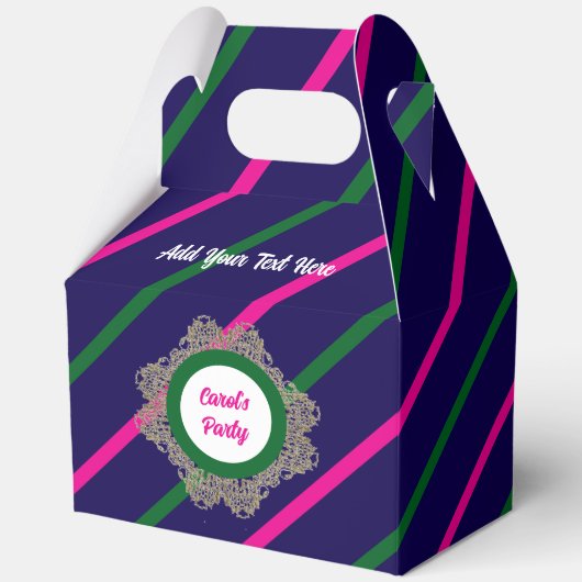 Favor Box 5 D-ブルー(ピンクグリーン) RFPMDesigns 2024 フェイバーボックス (正面)