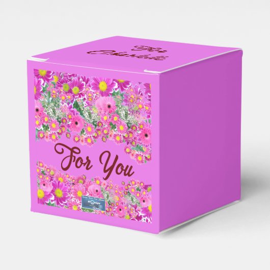 Favor Box Cube2(ピンクフラワーミックス) RFPMDesigns©️2024 フェイバーボックス (正面サイド)