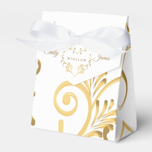 Favor Box-Fancy Gold Heart フェイバーボックス (正面サイド)