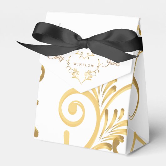 Favor Box-Fancy Gold Heart フェイバーボックス (正面サイド)