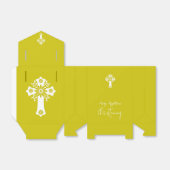 Favor Box Floral Cross Christening Yellow フェイバーボックス (折り畳みなし)