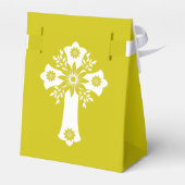 Favor Box Floral Cross Christening Yellow フェイバーボックス (裏面サイド)