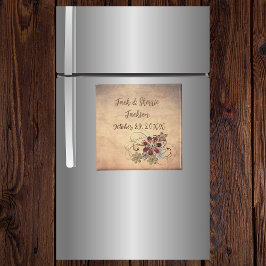 Favor Magnet Wedding With Name & Date Floral  マグネット