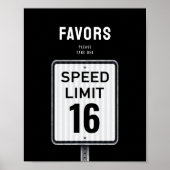 Favor party sign 16th Birthday Speed Limit  ポスター (正面)