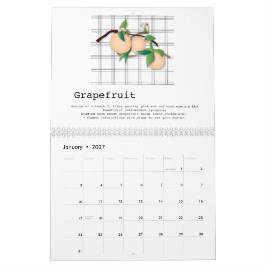 Favorite Fruits (With nutritional info) カレンダー (1月 2027)