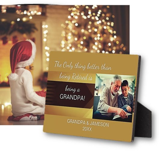 Favorite Gift! Retired Grandpa Photo Plaque フォトプラーク