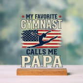 Favorite Gymnast Calls Me Papa Patriotic Vintage S アクリルサイン (ニュートラル)