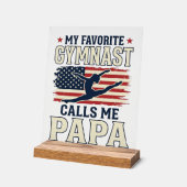 Favorite Gymnast Calls Me Papa Patriotic Vintage S アクリルサイン (傾斜)
