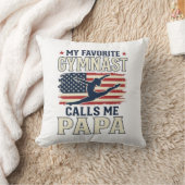 Favorite Gymnast Calls Me Papa Patriotic Vintage S クッション (ブランケット)