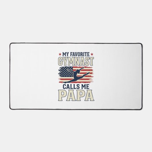 Favorite Gymnast Calls Me Papa Patriotic Vintage S デスクマット (正面)