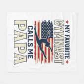 Favorite Gymnast Calls Me Papa Patriotic Vintage S フリースブランケット (正面(横))