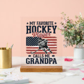 Favorite Hockey Player Calls Me Grandpa Vintage Sh アクリルサイン (ウェディング)