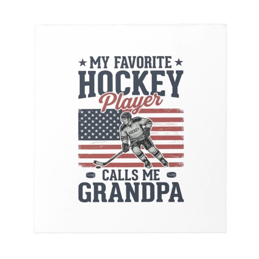 Favorite Hockey Player Calls Me Grandpa Vintage Sh ノートパッド (正面)