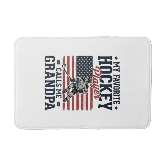 Favorite Hockey Player Calls Me Grandpa Vintage Sh バスマット (正面)